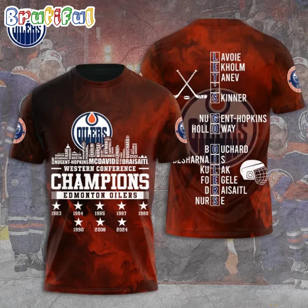 Edmonton Oilers 2024 NHL Western Conference Champions T Shirt 90s
