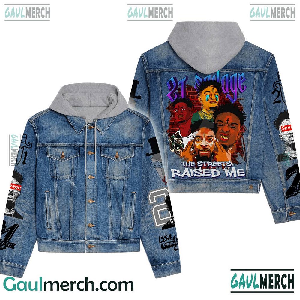 Introducing the 21 Savage “The Streets Raised Me” Jean Jacket Hoodie ...