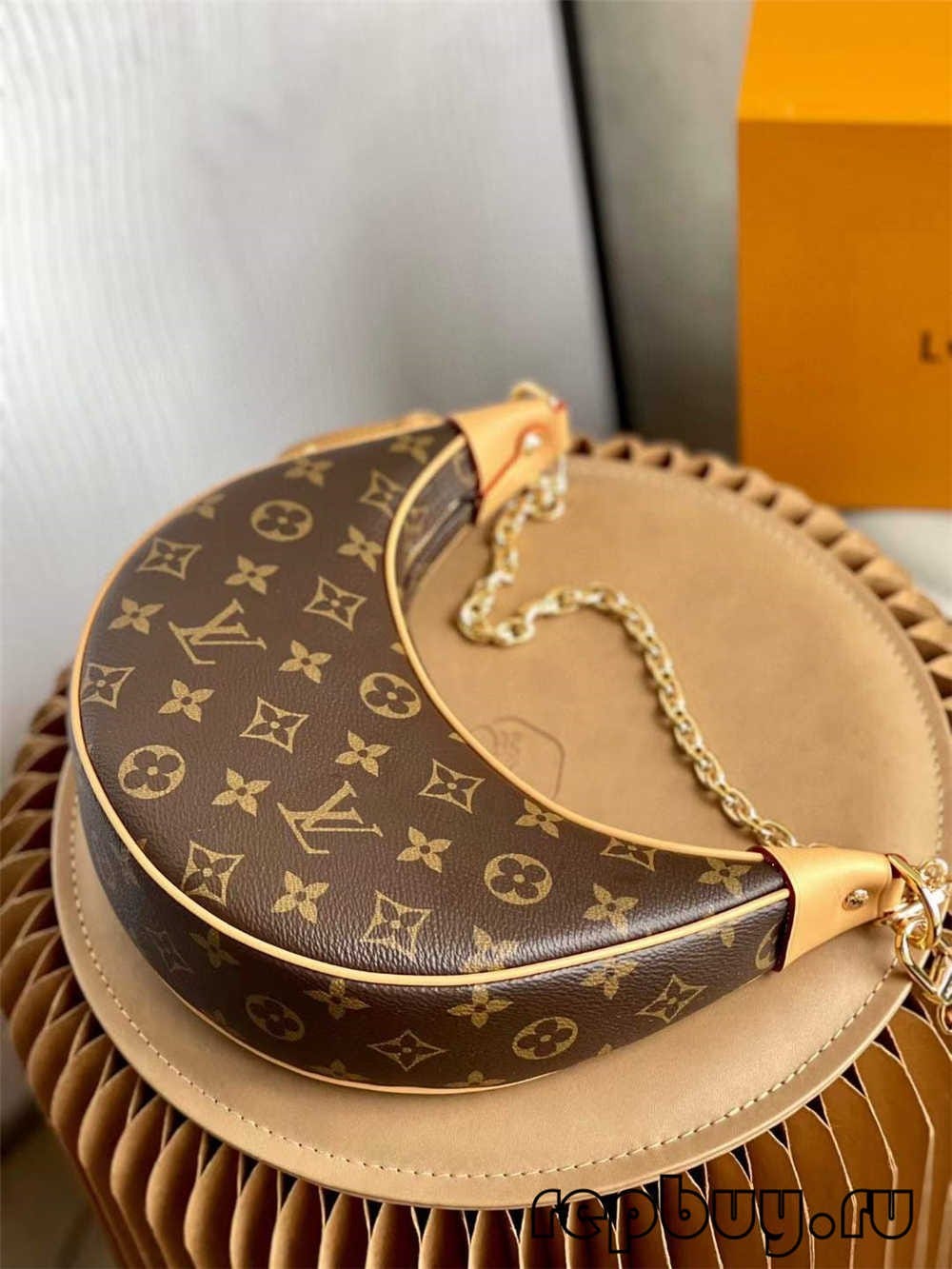 Louis Vuitton Monogram Canvas Loop Gold Chain Medium Moon Bag