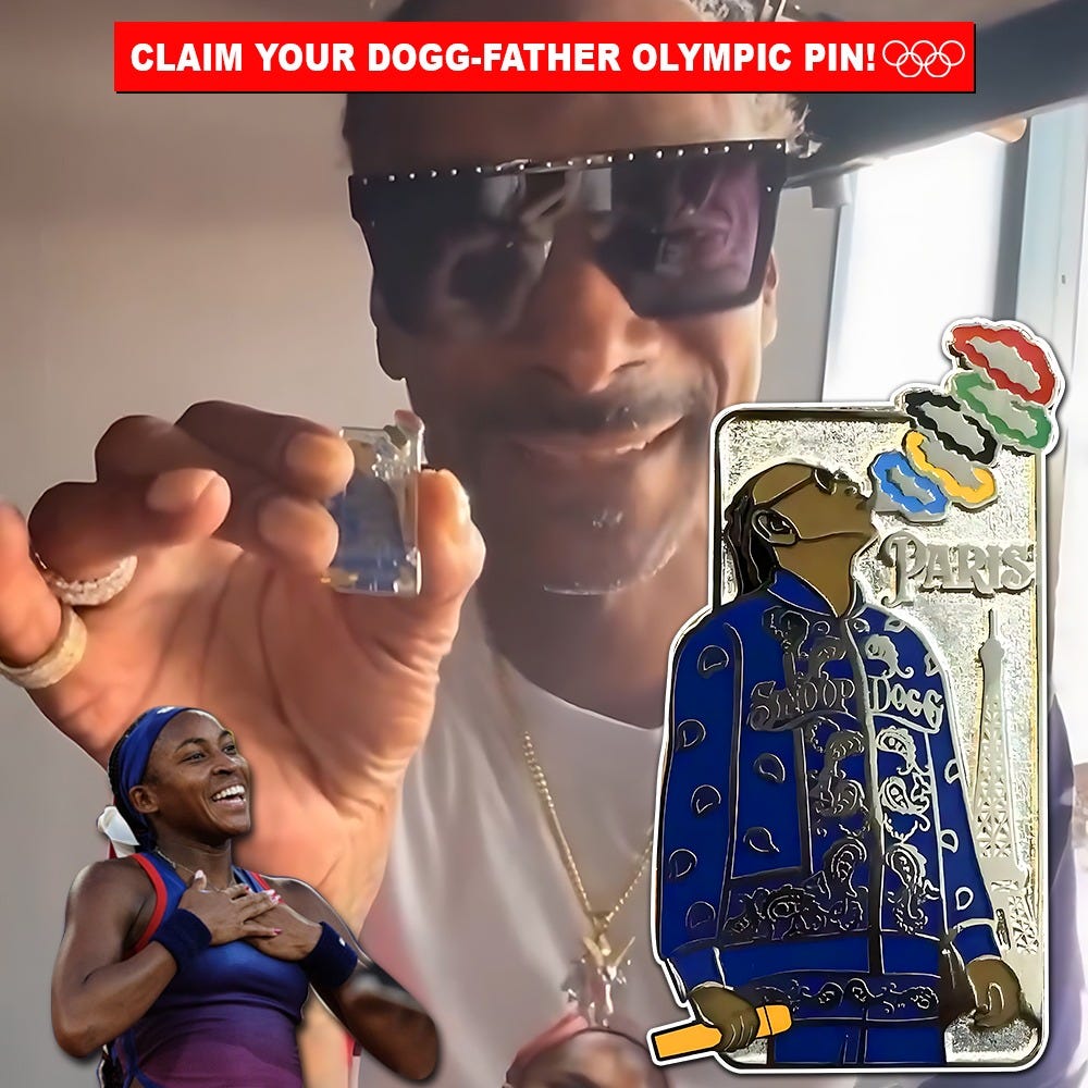 BUY Snoop Dogg Olympic Pin. The Snoop Dogg Olympic Pin is a unique