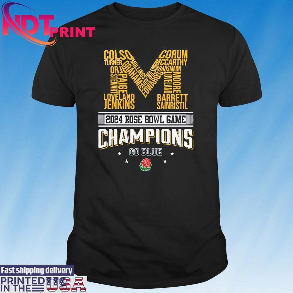 Michigan Wolverines Team Name 2024 Rose Bowl Game Champions Go Blue ...
