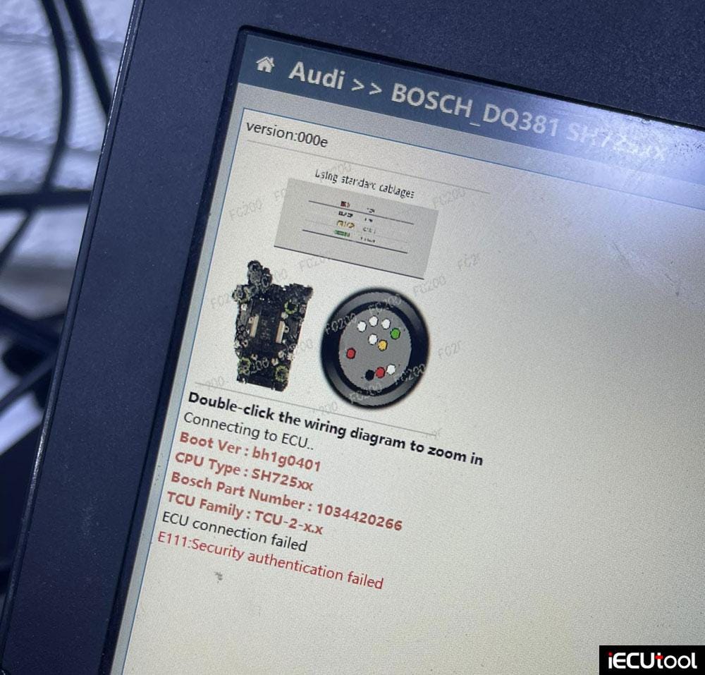 CG FC200 Audi DQ381 Error E111 Security Authentication Failed