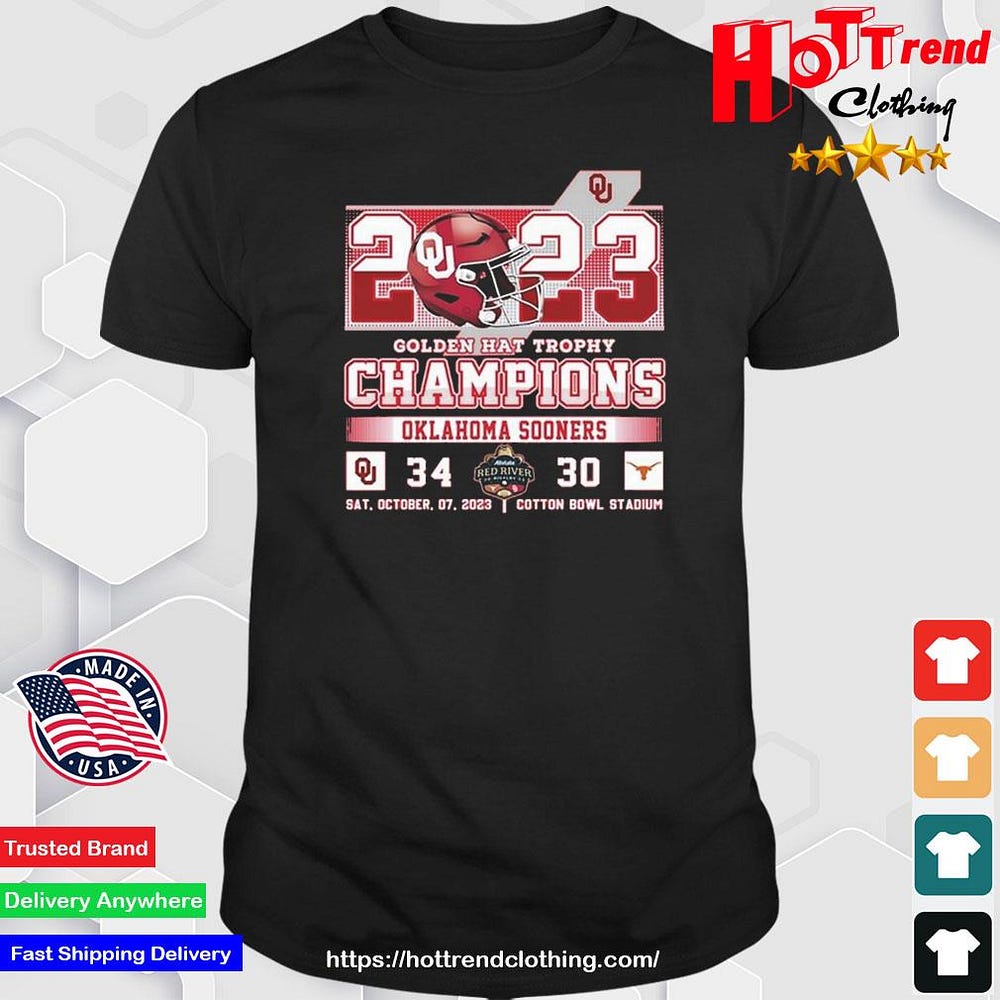 Oklahoma Sooners 2023 Golden Hat Trophy Champions 34–30 Shirt | by ...