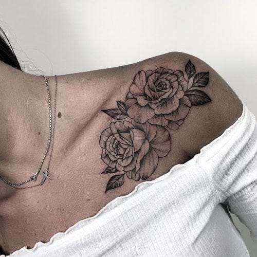 Shoulder and Chest Tattoo  Shoulder tattoos for women, Chest tattoos for  women, Tattoos for women