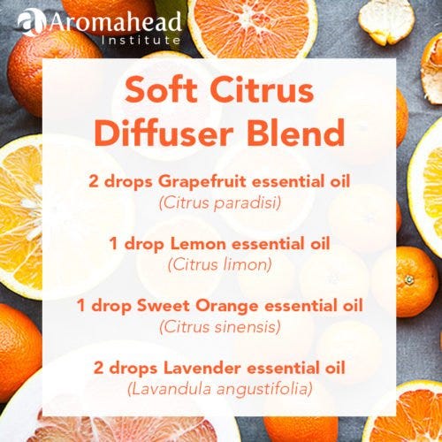 Essential Oils for More Energy: Soft Citrus Diffuser Blend, by Andrea  Butje, Aromahead Institute