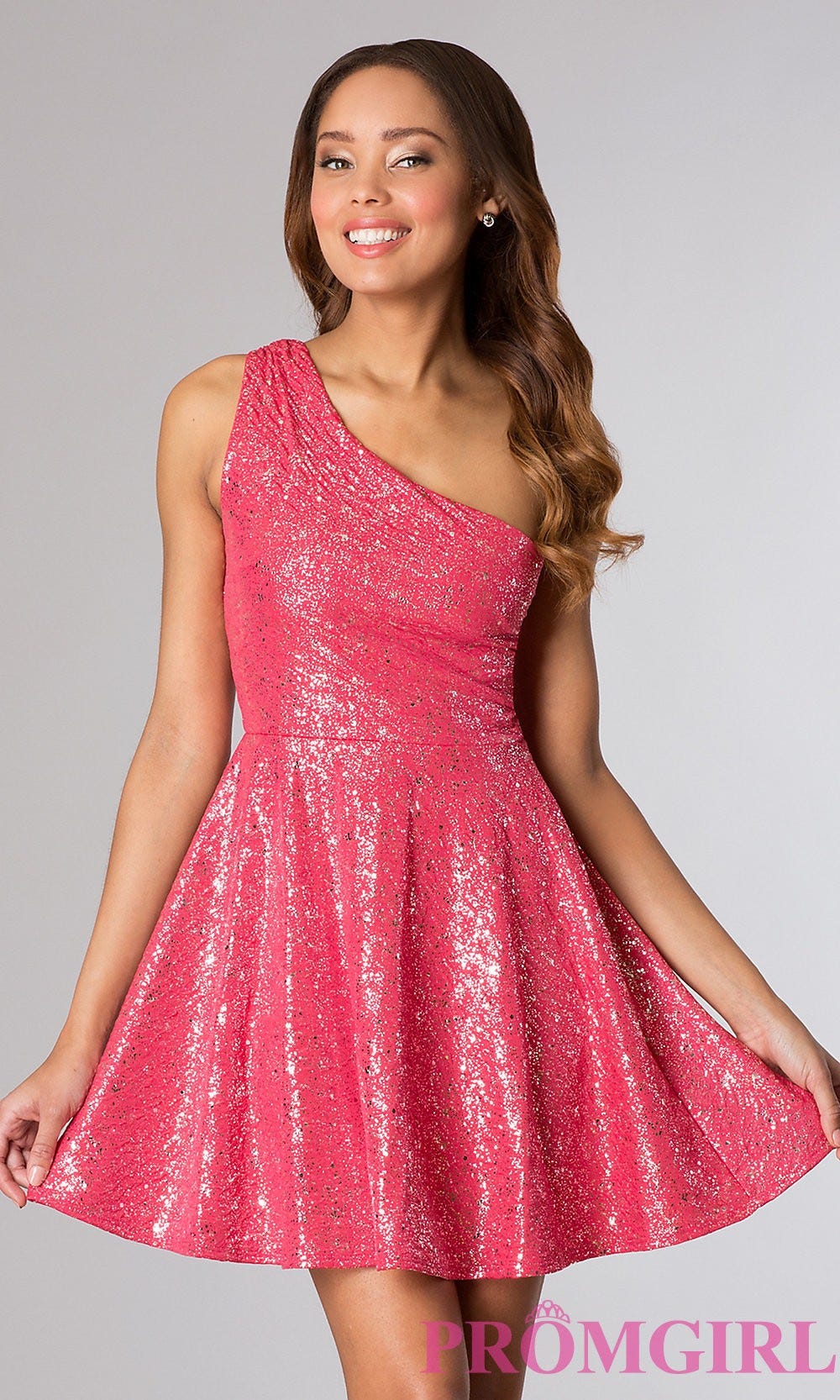 Glitter Ombre Cold-Shoulder A-Line Short Party Dress main image 1