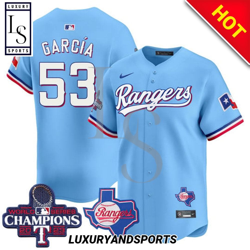 Texas Rangers Adolis Garcia World Series Champions Nike Blue Baseball