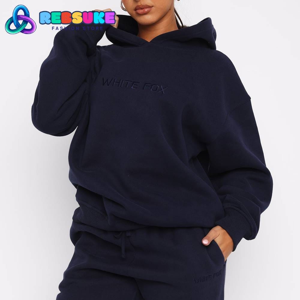 White Fox Stay Lifted Oversized Hoodie Navy | by Rebsuke Store | Jun ...