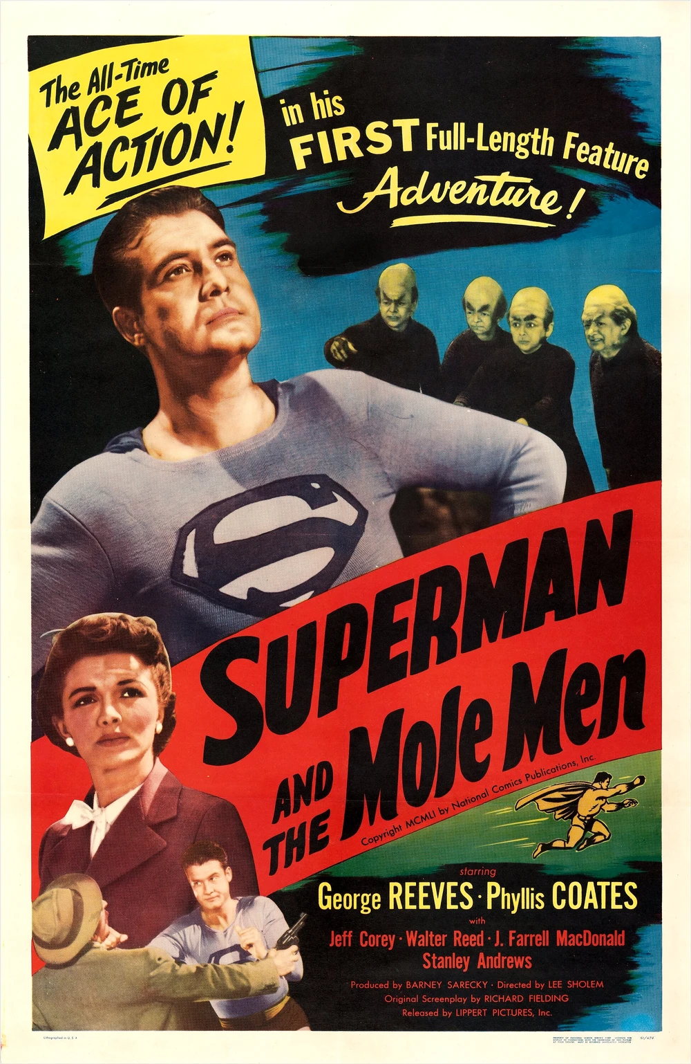 Star Wars theatrical poster (1977). Credits: Twentieth Century Studios and Walt Disney Pictures (left) and Superman and the Mole Men poster (1951). Credits: Lippert Pictures and Warner Bros. Pictures