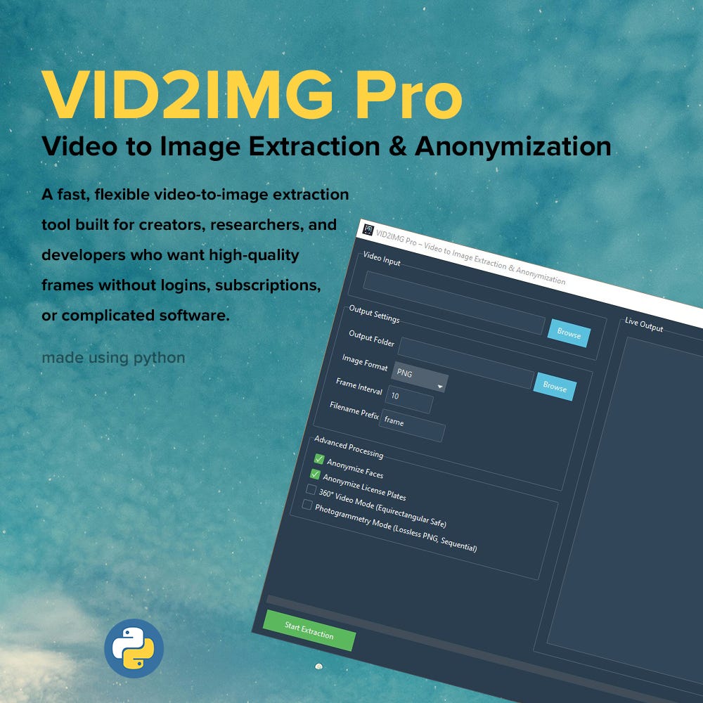 VID2IMG Pro — Extract Frames from Videos with Privacy & Photogrammetry Support