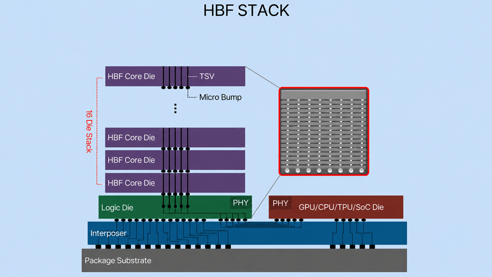 SanDisk Moves Beyond HBF: Patent Shows Processor Bonded to NAND Flash With HBM Stacks on a Shared…