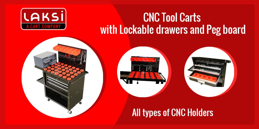CNC tool cart with lockable drawers by Laksi Carts Inc Medium