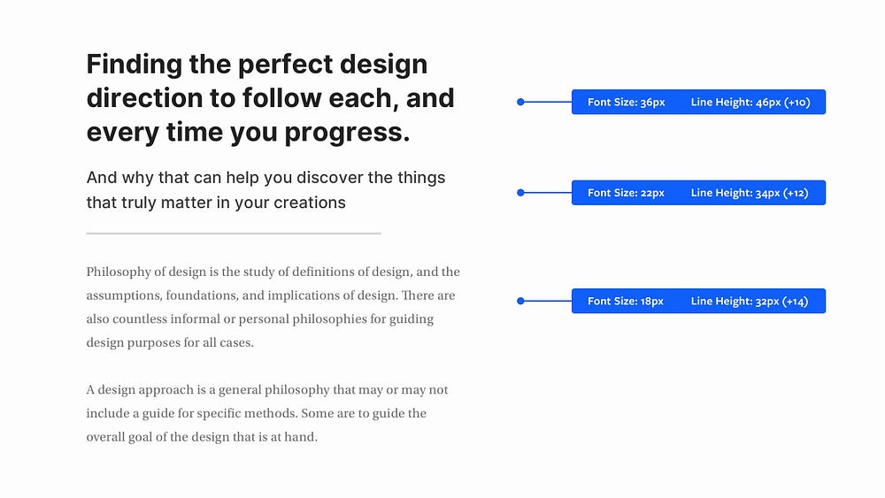 Example of blocks of text with varying line heights