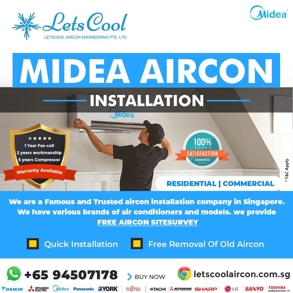 Midea aircon installation, Singapore by Midara Medium