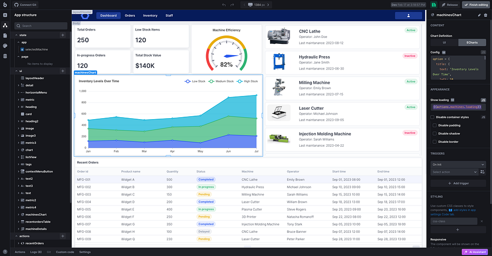 A screenshot of UI Bakery app