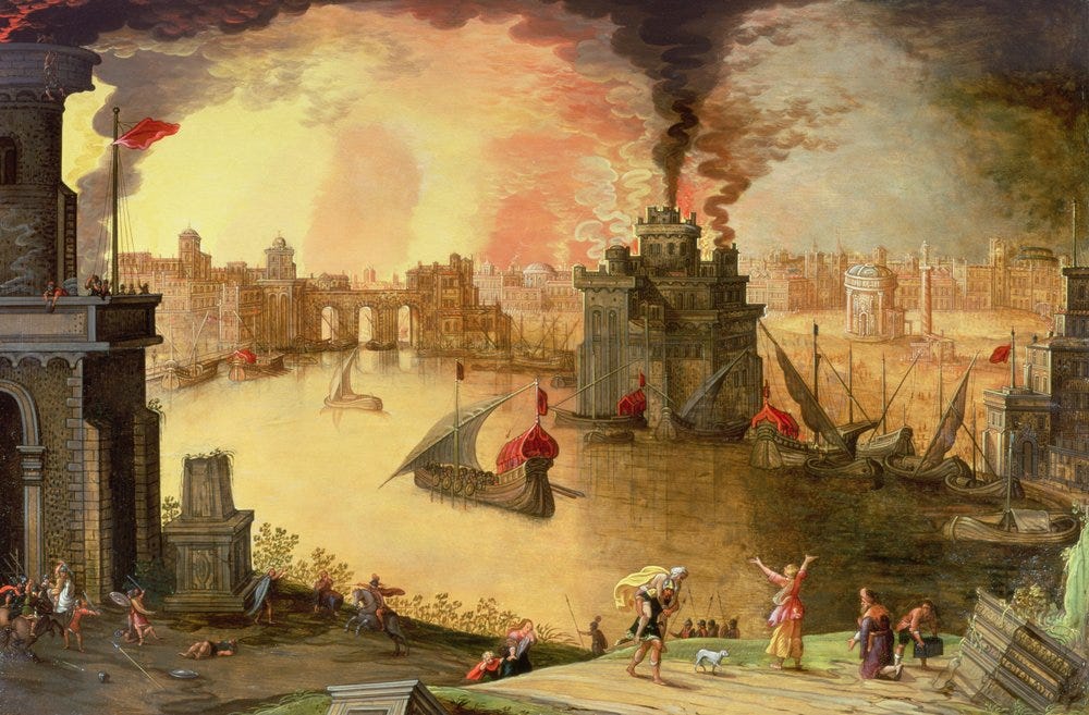 The Burning of Troy by Louis De Caullery