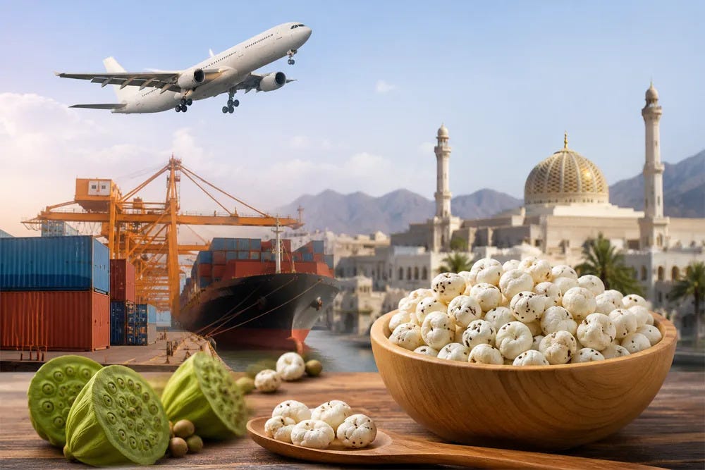 Makhana Exports Set To Surge As India–Oman CEPA Opens Gulf Markets