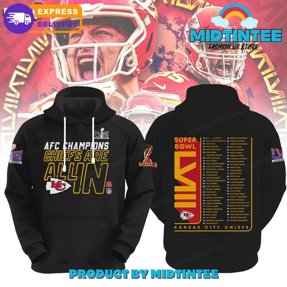 Kansas City Chiefs AFC Champs 2024 Black Hoodie, Pants by Midtintee