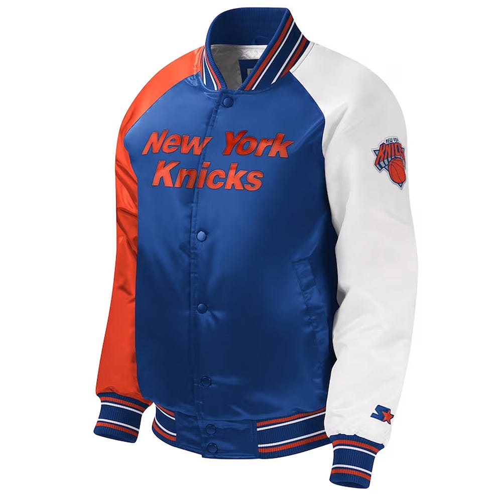 NY Knicks Youth Royal Blue Varsity Satin Jacket - Danny Redman - Medium