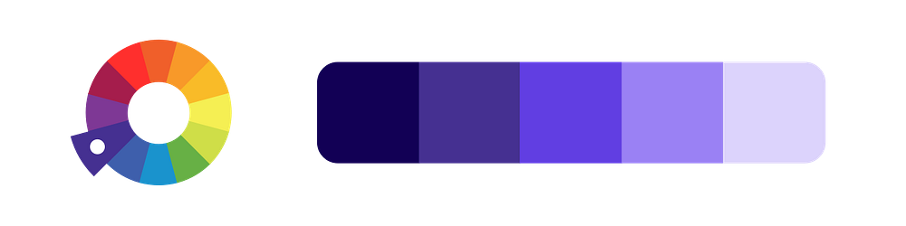 Monochromatic example: a color palette created from violet.