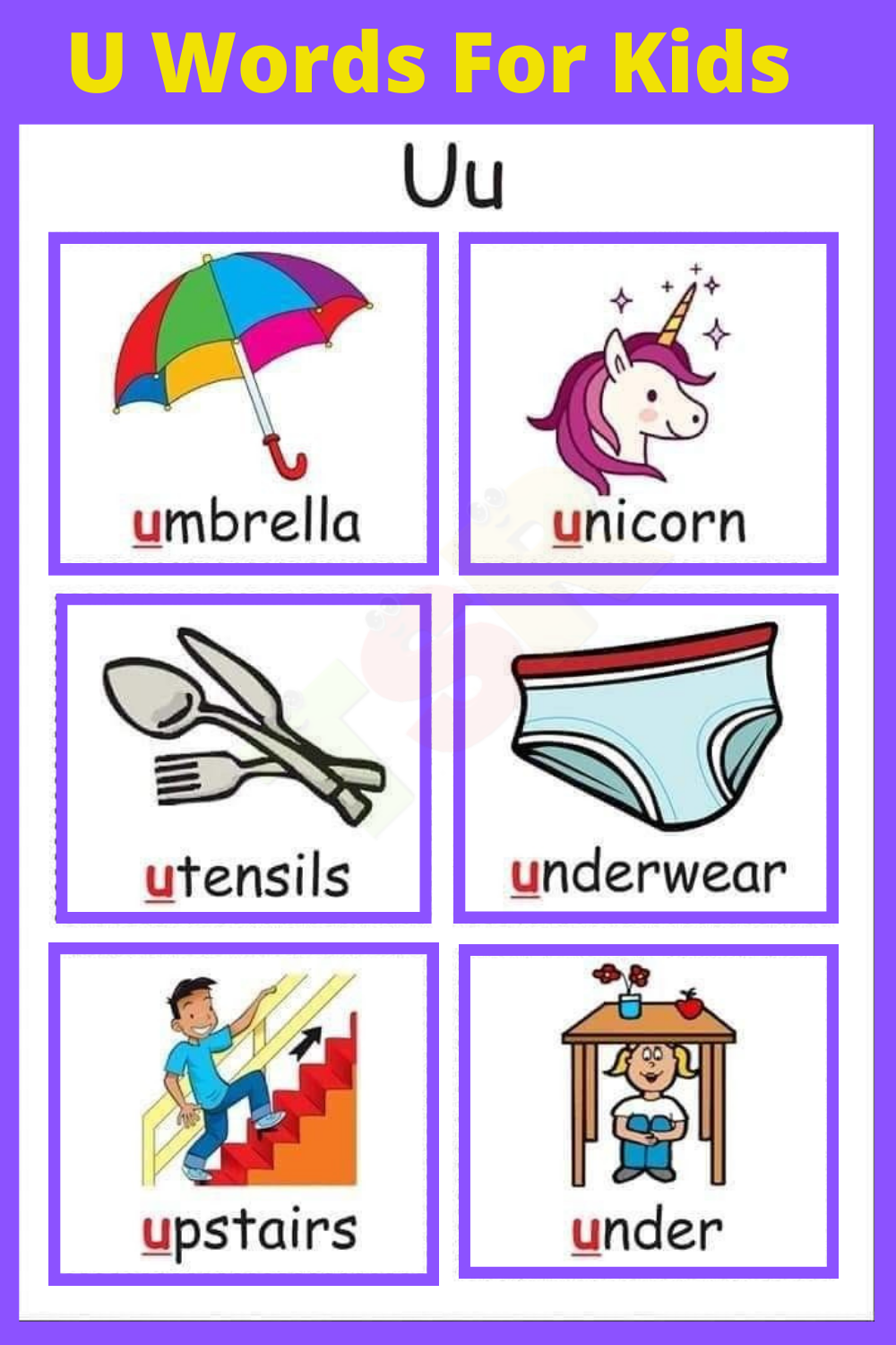 Words That Begin With U For Kids U Is The Twenty first Character Of 