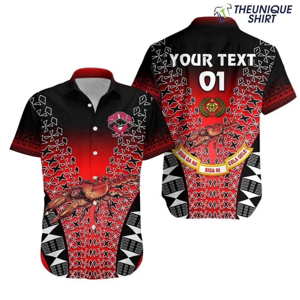 Personalized Fiji Rewa Rugby Union Hawaiian Aloha Shirt Tapa Style Red ...
