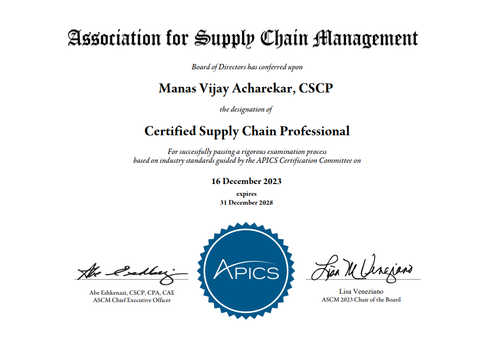 Navigating the CSCP (Certified Supply Chain Professional) Certification  Journey | by Manas Acharekar | Jan, 2024 | Medium