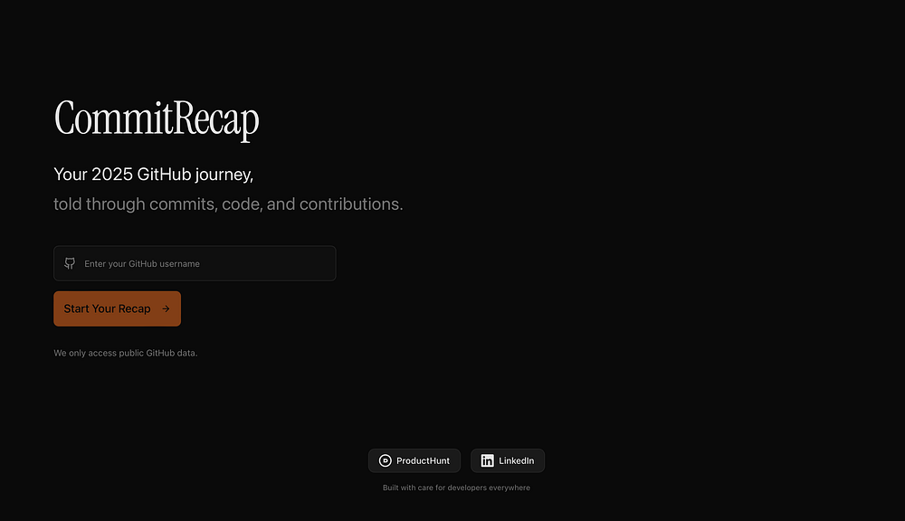 I Built CommitRecap so Your GitHub Year Reads Like a Story