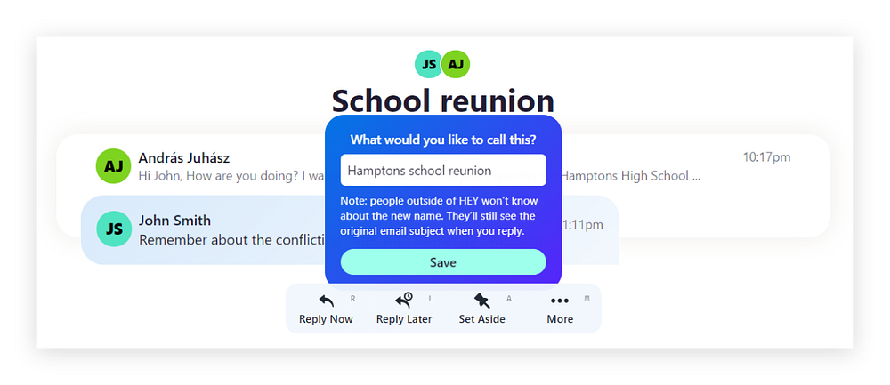 Subject renaming feature in Hey.