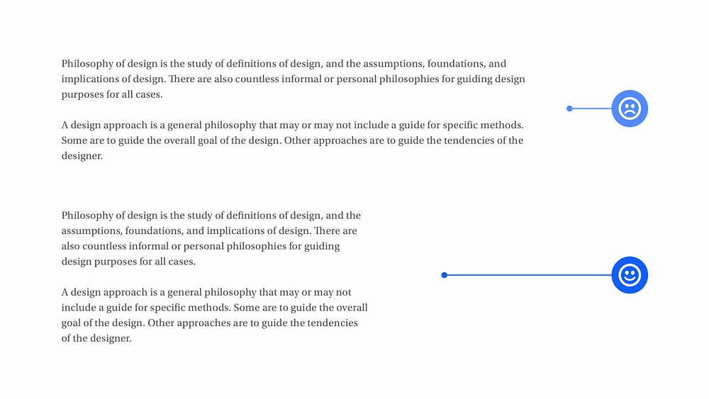 Two type examples. One with too much line length, and the other with a more satisfactory line length