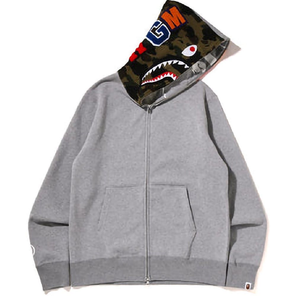 BAPE Crazy Face Full Zip Hoodie — Grey - Menswear Brands - Medium