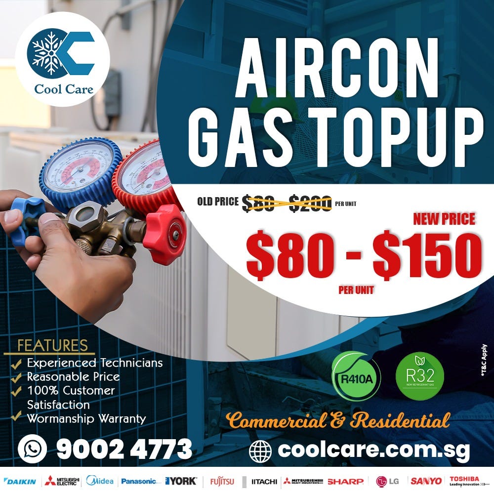 Aircon gas top up Cool care aircon service singapore Medium