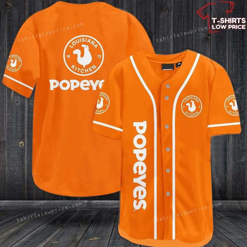 Popeyes Orange Baseball Jersey. Popeyes, a popular fastfood chain