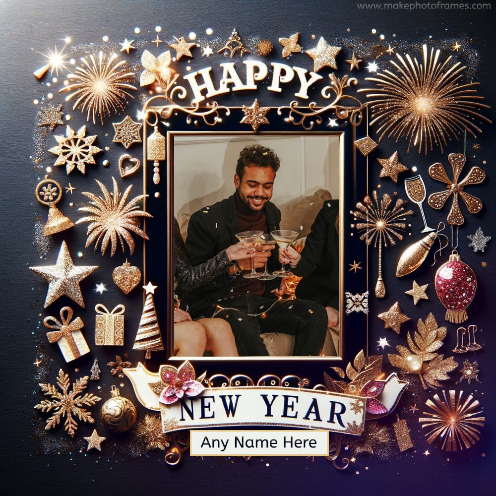 2025 happy new year free photo frame with name Download