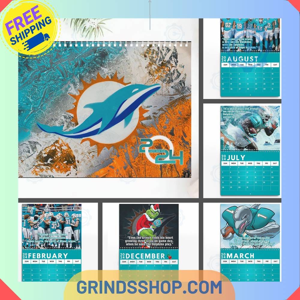 MIAMI DOLPHINS 2024 WALL HANGING CALENDAR by Dholekisrav Jan, 2024