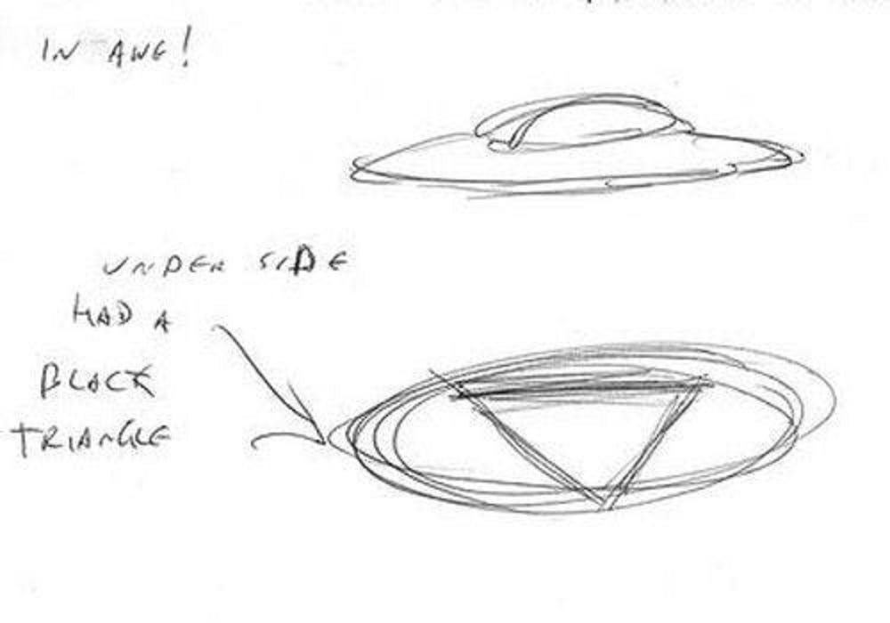 Metallic, SaucerShaped Object With Triangle On Underside by