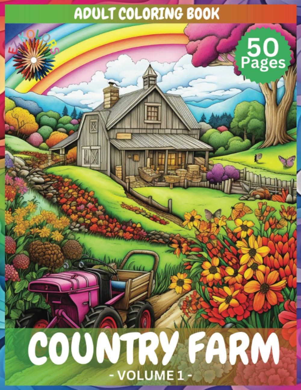 Read Ebook PDF Country Farm Adult Coloring Book Escape to the Charming