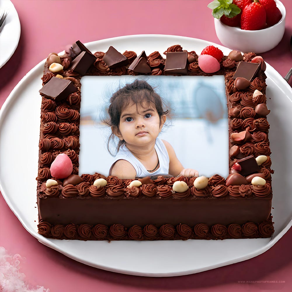 chocolate birthday cake image with photo print download