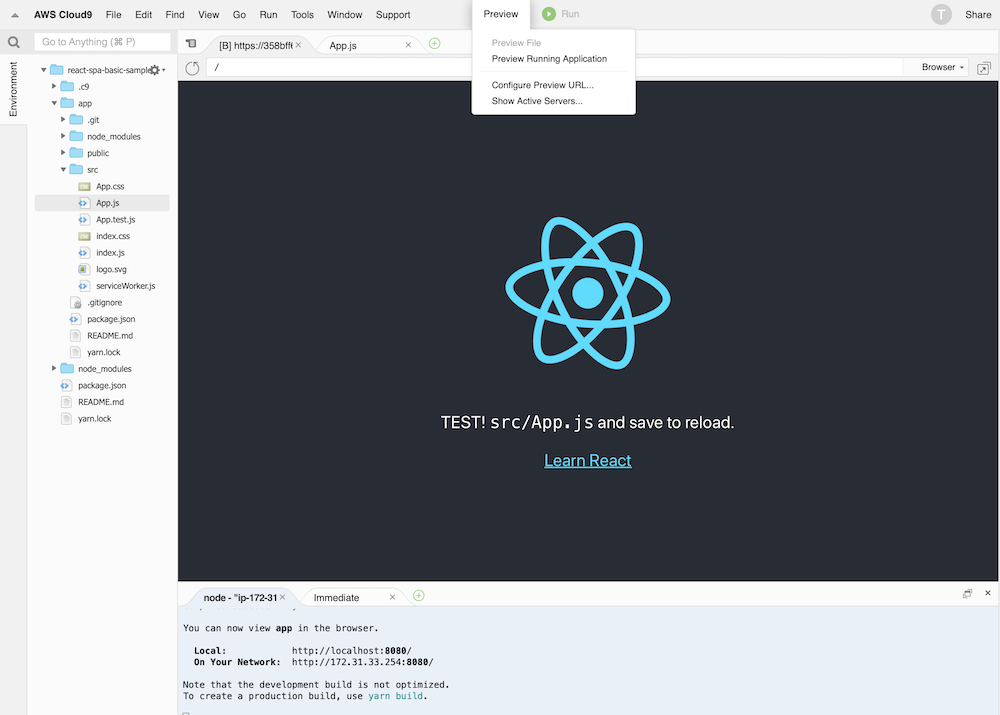 How To Setup React On Cloud 9 1 Change Git Editor To Vi if Needed 