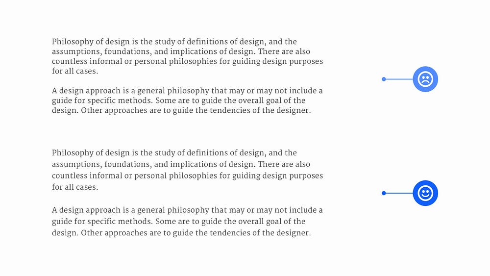 Two text examples. One with too small a line height, and the other with a more suitable line height