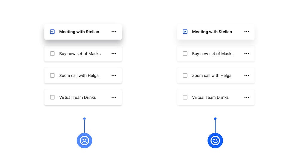 Two design examples. One with the use of a very heavy dark drop shadow, and the other with a more subtle shadow