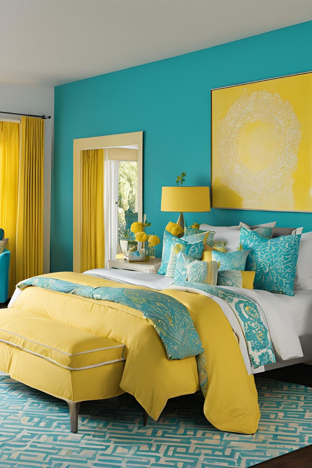 Turquoise and Yellow Bedroom Ideas for Adults: Stylish and ...