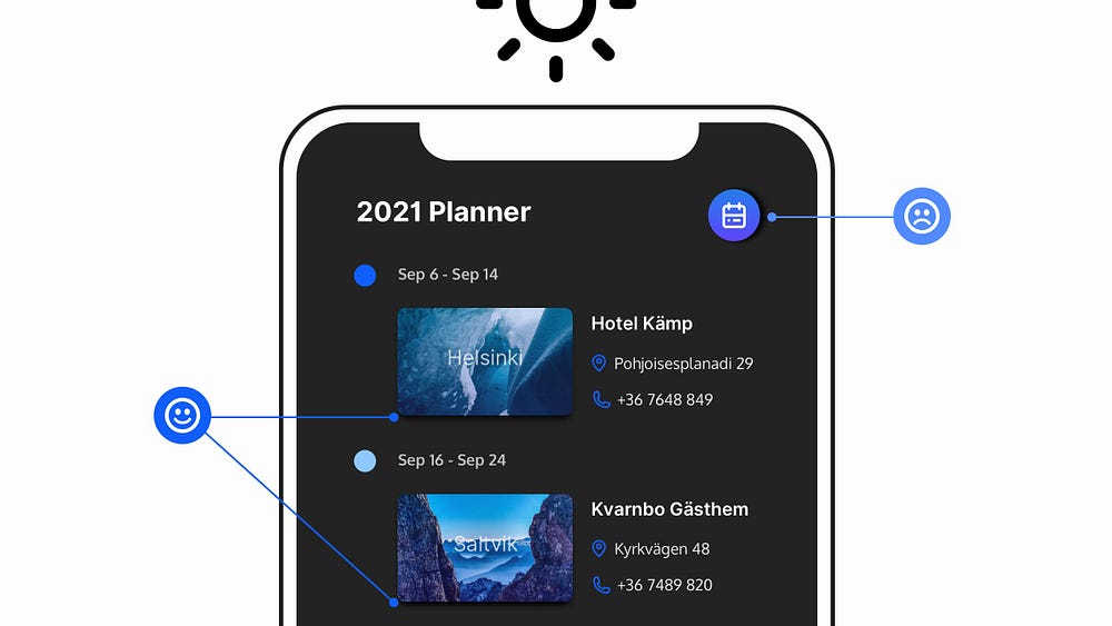 Example of shadows coming from different light sources