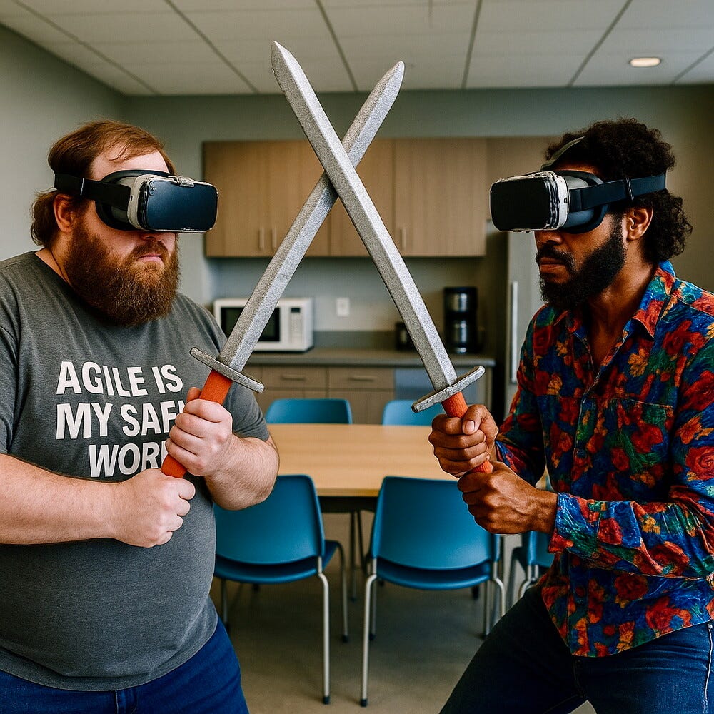 “Agile is my safe word” © 2025 Rocinante Research, AI Generated