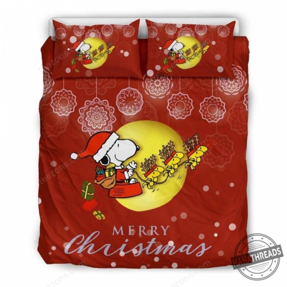 Snoopy And Wood Stock Christmas Bedding Set 2 Duvet Cover And