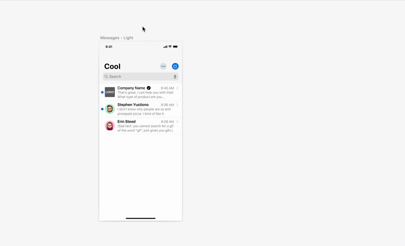 Animation of iOS screen being switched to dark mode by keeping it’s title in the symbol override