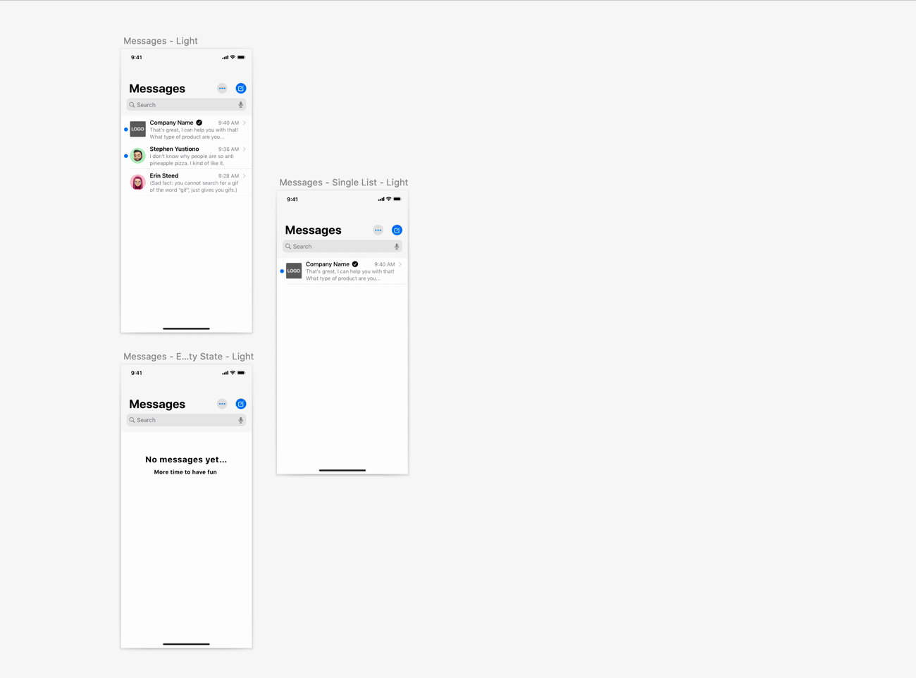 Animation of multiple iOS screens being switched to dark mode instantly. The outcome is badly arrangement and manually moved