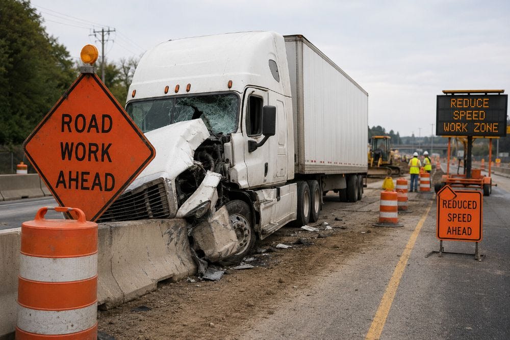 What Happens When Construction Zones Cause Truck Accidents in Macon?
