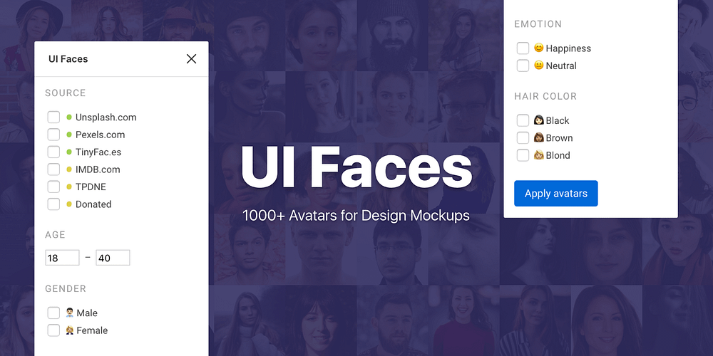 Some examples of a plugin’s UI, with the words ‘UI Faces’ next to it