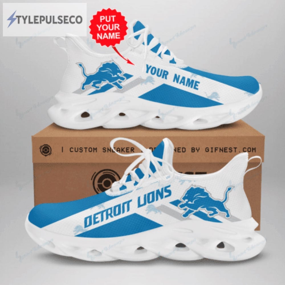Detroit Lions Logo Custom Name 3D Max Soul Sneaker Shoes Personalized